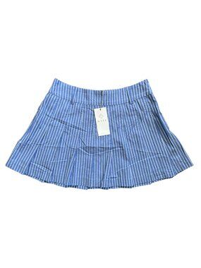 WAYF Pleated Mini Skirt Blue Pinstripe NWT XS Cotton Blend Lined